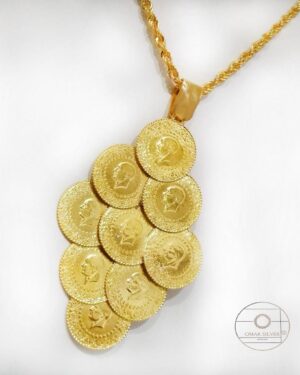 Altın Kaplama 925 Ayar Gümüş 9 Çeyrekli Kadın Kolye