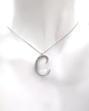 Büyük Boy Kadın Zirkon 925 Gümüş C Harf Kolye