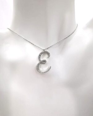 Büyük Boy Kadın Zirkon 925 Gümüş E Harf Kolye