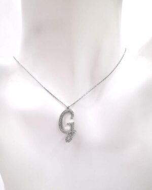 Büyük Boy Kadın Zirkon 925 Gümüş G Harf Kolye Resmi