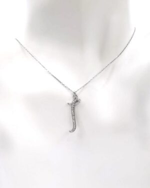 Büyük Boy İ Harf Kolye Zirkon Taşlı | Gümüş Harfli Kolye