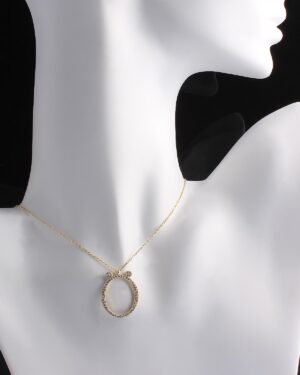 Altın Kaplama Ö Harf Kolye - Zirkon Taşlı Büyük Boy Kadın Kolyesi