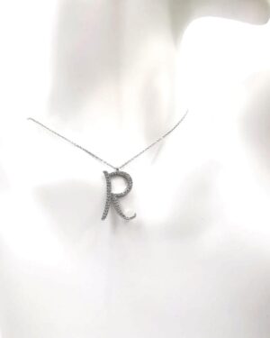 Büyük Boy Kadın Zirkon 925 Gümüş R Harf Kolye