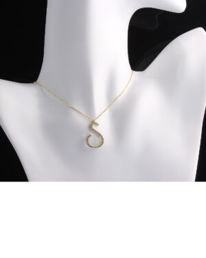 Büyük Boy S Harf Kolye Zirkon Taşlı | Gold Altın Kaplama Gümüş