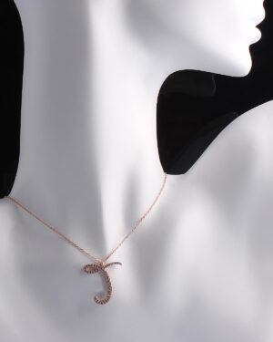 Kadın Zirkon Taşlı T Harfli Rose Gümüş Kolye