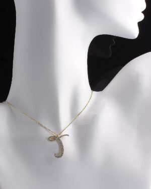 Kadın Zirkon Taşlı T Harfli Kolye – Altın Kaplama