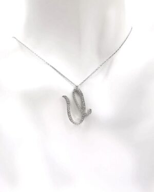 Büyük Boy Kadın Zirkon 925 Gümüş U Harf Kolye