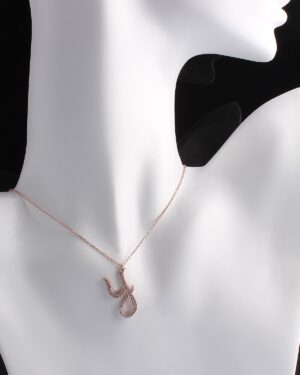 Rose Gümüş Y Harf Kolye - Zirkon Taşlı Büyük Boy Kadın Kolyesi