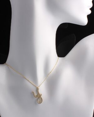 Kadın Zirkon Taşlı Y Harfli Altın Kaplama Gümüş Kolye