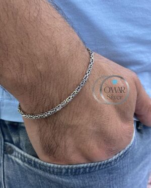 925 Ayar Gümüş Erkek Kare Kral Bileklik 2,5 MM