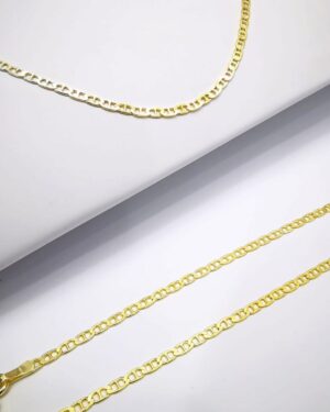 Omar Silver Unisex Altın Gold Barlı 2,30 MM Gümüş Kolye Zincir Omr7819