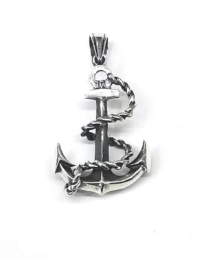 Omar Silver Unisex Deniz Çapa Figürlü Kolye Ucu Oksitli Gümüş Oksitli Kolye Omr8272