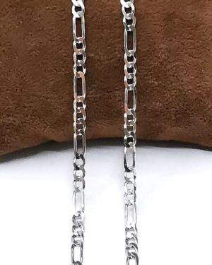 Omar Silver Unisex Figaro 3,6 Mm Rodyum Kaplama 925 Ayar Gümüş Kolye Zincir