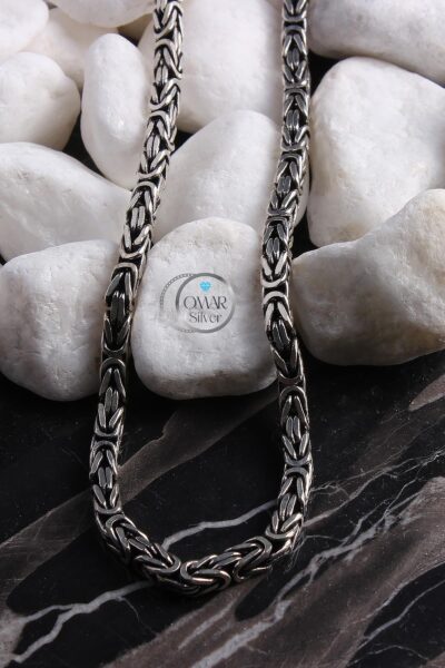 925 Ayar 4 MM Gümüş Erkek Kare Kral Kolye