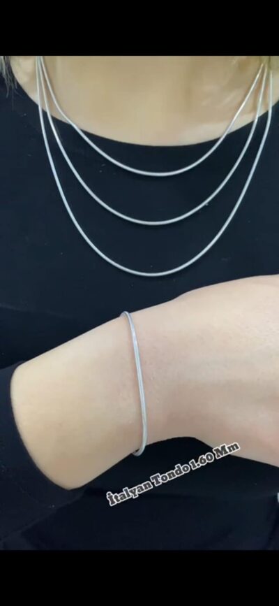 925 Ayar İtalyan Unisex Tondo Tondo 1,60 mm Kolye Zincir